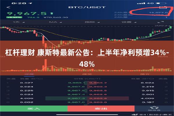 杠杆理财 康斯特最新公告：上半年净利预增34%-48%